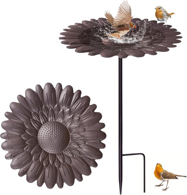 Bird Bath for Garden,Freestanding Birdbaths Bowl for Outdoor,Freestanding Birdbaths Bowl with Metal Stake,Bird Bath Bird Feeders,Wild Bird Feeder Tray,Attracting Wild Birds,Detachable,For Garden Patio