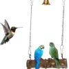 Bird Platform Stand Wooden,Bird Parrot Toys Swing Hanging,Wood Bird Cage Toys with Swing Bell Small Parrot Swing Chewing Toys for Conures, Love Birds,Small Parakeets,Cockatiels,Parrot