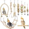Bird Toys Parakeet Toys Bird Cage Accessories Parrot Swing Chewing Standing Hanging Perch Hammock Climbing Ladder for Budgerigar,Parakeet,Conure,Cockatiel,Mynah,Love Birds,Finches
