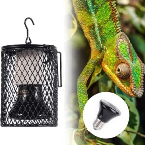 Ceramic Reptile Heating Lamp,E27 Heater Guard Holder with Power Switch,100W Infrared Reptile Heat Light Bulb for Tortoise/Lizard/Snake/Frog,UK Plug 220-230V