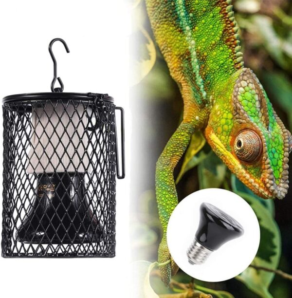 Ceramic Reptile Heating Lamp,E27 Heater Guard Holder with Power Switch,100W Infrared Reptile Heat Light Bulb for Tortoise/Lizard/Snake/Frog,UK Plug 220-230V