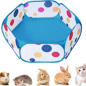 DOZNOZRI Portable Small Animals Playpen, Breathable Foldable Pet Cage Tent Pop-Up Exercise Yard Fence, Pet Play Pen for Rabbits, Hamster, Guinea Pig, Chinchillas and Hedgehogs (Blue) (blue)