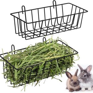 Fenytay 2 Hay Feeder, Bunny Hay Feeder For Cage, Metal Small Animal Feeding Basket, Cage Hay Feeder, Pet Hay Feeder With Hooks, Pet Cage Accessories For Small Animals Chinchillas Bunny