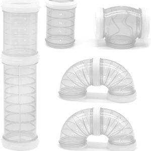 Hamster Tube Set, 8 Pack Transparent Curved Pipe Pet Cage Tunnel Hamster Toy DIY Creative Connection Tunnel External Sports Tube for Mouse Hamster Rat and Other Small Animal