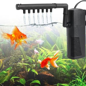 Internal Fish Tank Filter, 450L/H Aquarium Filter with Spray Bar, 5W Silent Submersible Filter Pump Fountain Water Pump and Oxygen Supply for Small Tank Up, Aquariums