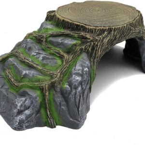 JIHAQUA Extra Large Resin Reptile Hideouts Cave Habitat Decor for Reptiles, Amphibians, Fish Tanks and Gecko, Leopard