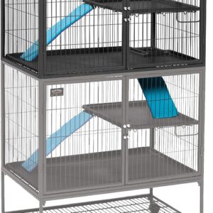 MidWest Deluxe Ferret Nation Add-On Unit Small Animal Cage Compatible with Critter Nation Models 181 & 182, Assembled Dimensions are 91.44L x63.5W x 63.5H Centimeters, Gray Quartz, Model 183