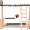 OUBEIDUO Lovebirds Parrots Cage Platform Perch Stand Bridge Swing Set Climbing Wooden Bridge Training Toy For Pet Bird