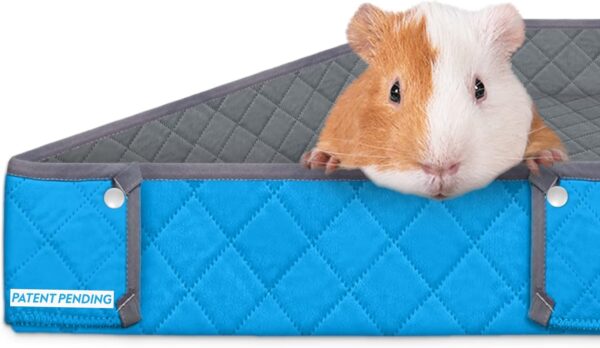 Paw Inspired Critter Box Washable Cage Liner, Reversible Fleece Bedding with Raised Sides for Guinea Pigs and Other Small Animals (C&C 2x4, Gray/Blue)