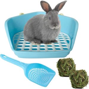 Rabbit Litter Box Small Animal Potty Trainer Corner Pet Toilet Litter Bedding With Scoop for Bunny Guinea Pig Chinchilla Ferret