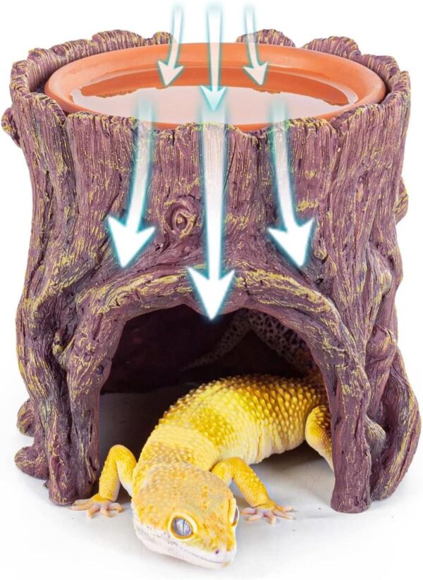 Reptile Hide Caves Lizard Gecko Moisture Keeping Reptile Hideout Breeder House with Terracotta Water Basin Reptile Habitat Shelter for Frogs Turtles Hermit Crab Frog