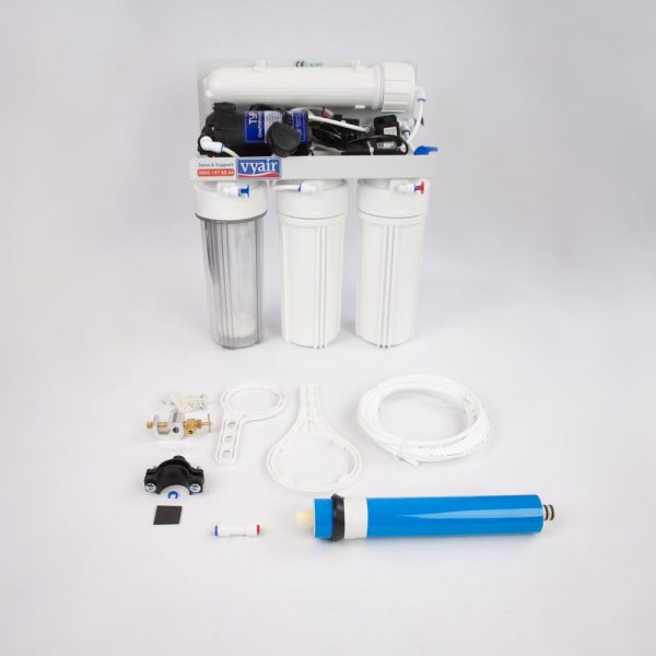 Vyair RO-50MP 4-Stage Reverse Osmosis Water Filter System with Pump and MB-115 DI Resin Stage 50 Gallons Per Day (189 litres) Marine Aquariums and Window Cleaning