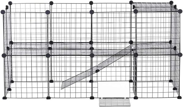 XhuangTech Pet Playpen, DIY Small Animal Cage for Indoor Outdoor Use, Portable Metal Wire Yard Fence for Puppy, Kitten, Guinea Pigs, Bunny, Turtle, Hamster (36 Panels)