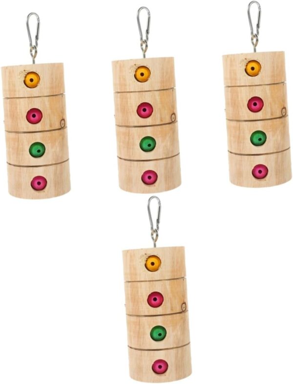 Yardwe 4pcs Parrot Educational Toy Parrot Intelligence Trainer Parrot Pillar Plaything Parrot Toys Developmental Toys Parrot Swing Toy Toyss Bird Cages for Cockatiels Chew Supplies Wooden