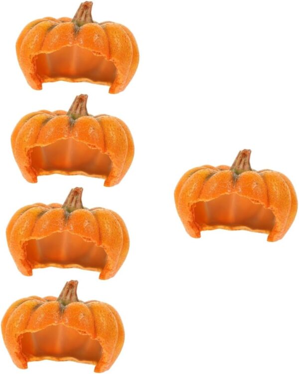 Yardwe 5pcs Aquarium Landscaping Pumpkin Snake Hide Turtle Cave Pumpkin Shaped Reptile House Pumpkin Hideout Reptiles Lizards Habitat Aquarium Assecories Reptile Hideout Snake Cave Resin