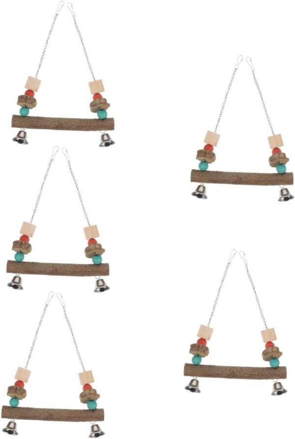 Yardwe 5pcs Parrot Perch Toys for Birds Daily Parrot Swing Hummingbird Swing Bird Stand Parrot Accessories Cockatiel Perch Parrot Cage Toys Small Bird Toys Funny Bird Swing Wooden