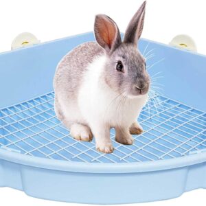 kathson Large Rabbit Litter Box Bunny Corner Toilet Box Potty Trainer Bigger Pet Pan Small Animal Cage Toilet Bedding Box Fanshaped for Adult Guinea Pigs Chinchilla Ferret Galesaur