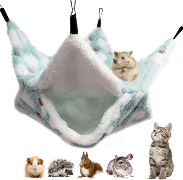 zfdg Small Hanging Pet Cag, Small Animals Pet Cage Hammock, Guinea Pig Warm Hammock, Hamster Hammock Sleeping, for ferret Squirrel Hamster Rat Other Small Animals Playing Sleeping (Green)